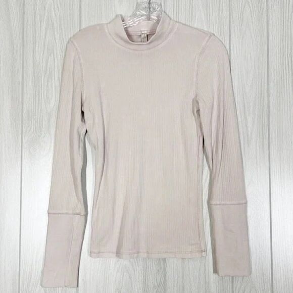 Free People Intimately | Light Pink The Rickie Top Mock Neck Ribbed Long Sleeve - Picture 2 of 6